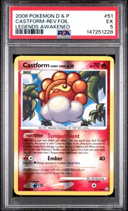 2008 POKEMON DIAMOND & PEARL LEGEND #51 CASTFORM (SUNNY FORM)-REVERSE FOIL PSA 5 - Image 1