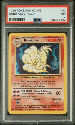 1999 POKEMON BASE SET UNLIMITED #12 NINETALES-HOLO PSA 7 - Image 1