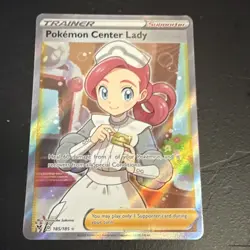Pokemon Center Lady Full Art Trainer Ultra Rare Holo 185/185 Vivid Voltage Engl… - Image 1