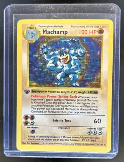 1999 Pokemon 1st Edition Machamp Holo #8/102 Damaged - Image 1