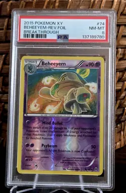 Pokemon 2015 XY Breakthrough Beheeyem Reverse Holo PSA 8 - Image 1
