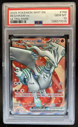 2025 Pokemon White Flare Reshiram ex Ultra Rare #158/086 PSA 10 GEM MINT - Image 1