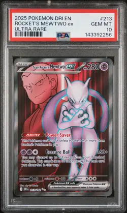 2025 POKEMON DRI EN-DESTINED RIVALS ULTRA RARE TEAM ROCKET'S MEWTWO EX PSA 10 - Image 1