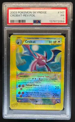 2003 Pokemon Skyridge Crobat Reverse Holo #147 PSA 1 - Image 1