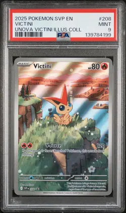 2025 POKEMON SVP PROMO UNOVA VICTINI ILLUSTRATION COLLECTION #208 VICTINI PSA 9 - Image 1