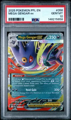 2025 POKEMON PFL EN-PHANTASMAL FLAMES #056 MEGA GENGAR EX PSA 10 - Image 1