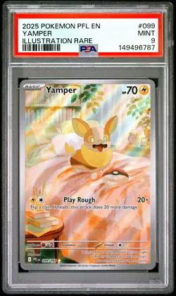 2025 POKEMON PFL EN-PHANTASMAL FLAMES ILLUSTRATION RARE #099 YAMPER PSA 9 - Image 1