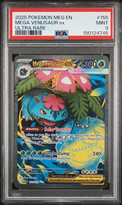 2025 POKEMON MEG EN-MEGA EVOLUTION ULTRA RARE #155 MEGA VENUSAUR EX PSA 9 - Image 1