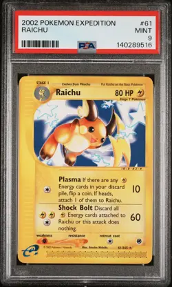 2002 POKEMON EXPEDITION #61 RAICHU PSA 9 - Image 1