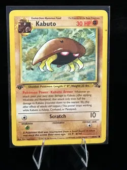 1999 Pokemon Fossil 1st Edition Kabuto #50/62 HP - Image 1