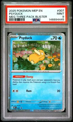 2025 POKEMON EN BLACK STAR PROMO #007 PSYDUCK MEG THREE PACK BLISTER PSA 9 (445 - Image 1
