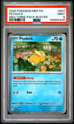2025 POKEMON EN BLACK STAR PROMO #007 PSYDUCK MEG THREE PACK BLISTER PSA 9 (446 - Image 1