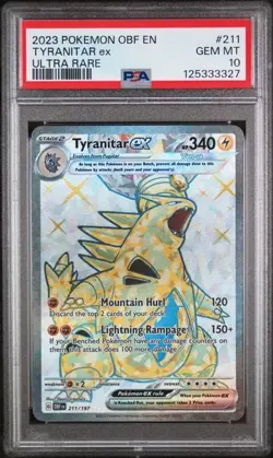 2023 Pokemon Obsidian Flames Tyranitar EX Ultra Rare Tera #211 PSA 10 - Image 1