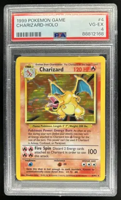 1999 Pokemon Unlimited Charizard Rare Holo #4/102 PSA 4 - Image 1
