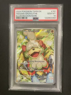 2024 Pokemon Twilight Masquerade Hisuian Growlithe Illustration Rare PSA 10 - Image 1
