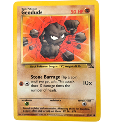 Geodude Basic Pokemon Card 47/62 Common Fighting Fossil 1999 Light Play - Image 1