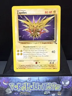 Pokemon Card Zapdos 30/62 Rare Non Holo WOTC Fossil Set Light Play - Image 1