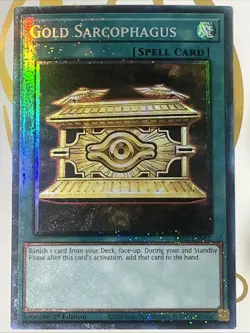 Yugioh! 1x Gold Sarcophagus RA02-EN052 Ultimate Rare 1st Ed NM - Image 1