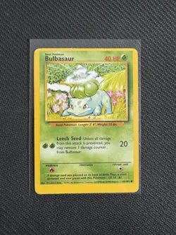 Miscut Bulbasaur Base Set Misprint Error 44/102 Pokemon Card 1999 English Rare - Image 1