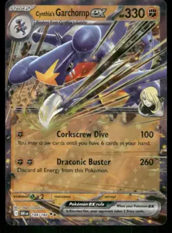 Cynthia's Garchomp Ex 104/182 Double Rare Holo Destined Rivals Pokemon TCG card - Image 1