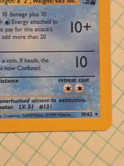 Pokemon TCG Lapras Holo Unlimited Fossil Card 10/62 WOTC LP - Image 5