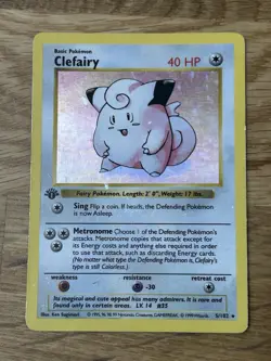 1st Edition Base Set Clefairy Holo 5/102 HP DM Pokemon Wotc vintage card Pokemon - Image 1