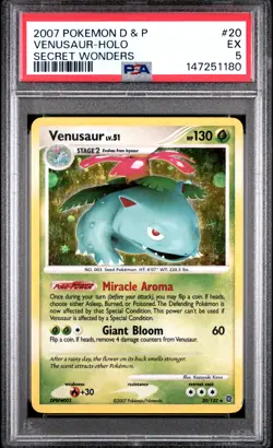 2007 POKEMON DIAMOND & PEARL SECRET WONDERS #20 VENUSAUR-HOLO PSA 5 - Image 1