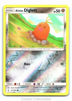 Alolan Diglett 121/214 - Unbroken Bonds - Reverse Holo Pokemon Card - Near Mint - Image 1