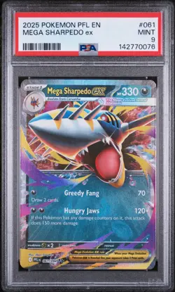 2025 POKEMON PFL EN-PHANTASMAL FLAMES #061 MEGA SHARPEDO EX PSA 9 - Image 1