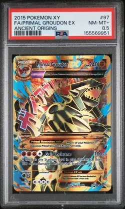 2015 POKEMON XY ANCIENT ORIGINS #97 FULL ART/PRIMAL GROUDON EX PSA 8.5 - Image 1