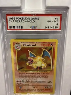 1999 POKEMON BASE UNLIMITED #4 CHARIZARD HOLO PSA 8 - AUTHENTICATED - Image 2