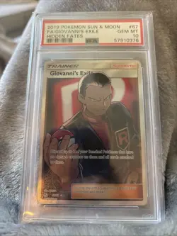 Pokemon PSA 10 Giovanni's Exile 67 Hidden Fates Full Art - Image 1