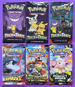 Pokemon 6 Booster Packs Mega Evolutions & More +BONUS! Lot #10 - Image 1