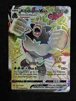 Rillaboom VMAX SV106/SV122 Shining Fates Rainbow Full Art Pokemon TCG NM w/ chip - Image 1