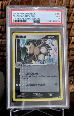 Pokemon 2006 Nuzleaf Reverse Holo Ex Crystal Guardians Stamped 39/100 PSA 7 - Image 1