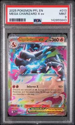 2025 POKEMON PFL EN-PHANTASMAL FLAMES #013 MEGA CHARIZARD X EX PSA 9 - Image 1
