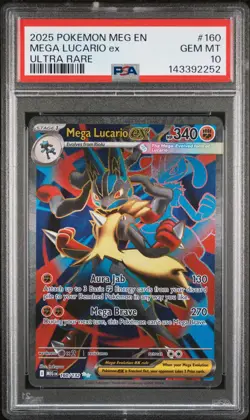 2025 POKEMON MEG EN-MEGA EVOLUTION ULTRA RARE #160 MEGA LUCARIO EX PSA 10 - Image 1