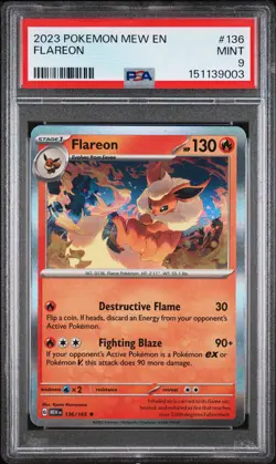 2023 POKEMON MEW EN-151 #136 FLAREON PSA 9 - Image 1