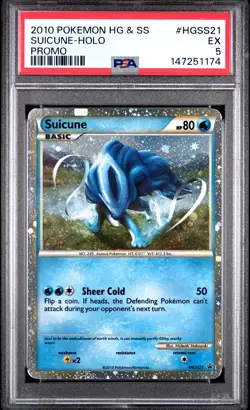 2010 POKEMON HEARTGOLD & SOULSILVER PROMO #HGSS21 SUICUNE-HOLO PSA 5 - Image 1
