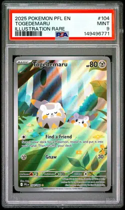2025 POKEMON PFL EN-PHANTASMAL FLAMES ILLUSTRATION RARE #104 TOGEDEMARU PSA 9 - Image 1