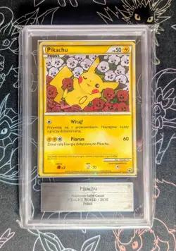 ARS 10+ Pokemon Card 2010 Pikachu World PW Promo Polish Pikachu Holo With COA - Image 2