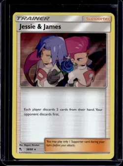2019 Pokemon SM Hidden Fates Jessie & James #58/68 - Image 1