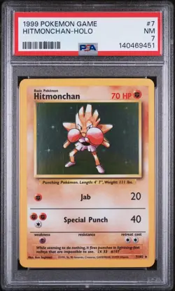 Hitmonchan Holo Pokemon Game Base Set 7/102 PSA 7 - Image 1