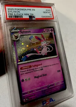 Pokemon TCG 2025 Sylveon Cosmos Holo 040/131 PRE 8-Pack Mini Tin PSA 10 SWIRL 💫 - Image 2