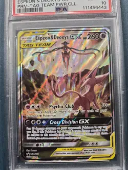 Pokemon Espeon & Deoxys GX SM240 SM Black Star Promo TAG TEAM Holo PSA 10 - Image 3