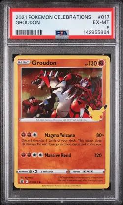 2021 POKEMON CELEBRATIONS #017 GROUDON PSA 6 - Image 1