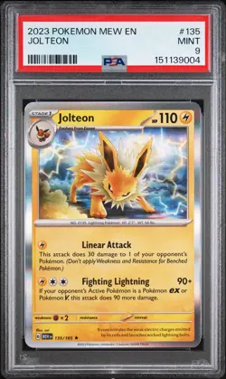 2023 POKEMON MEW EN-151 #135 JOLTEON PSA 9 - Image 1