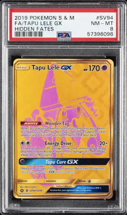 2019 POKEMON SUN & MOON HIDDEN FATES #SV94 FULL ART/TAPU LELE GX PSA 8 - Image 1