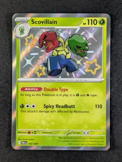 2024 Pokemon SCOVILLAIN #107/091 Paldean Fates Shiny Rare English - Image 1
