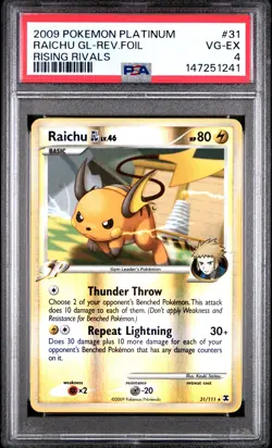2009 POKEMON PLATINUM RISING RIVALS #31 RAICHU GL-REVERSE FOIL PSA 4 - Image 1